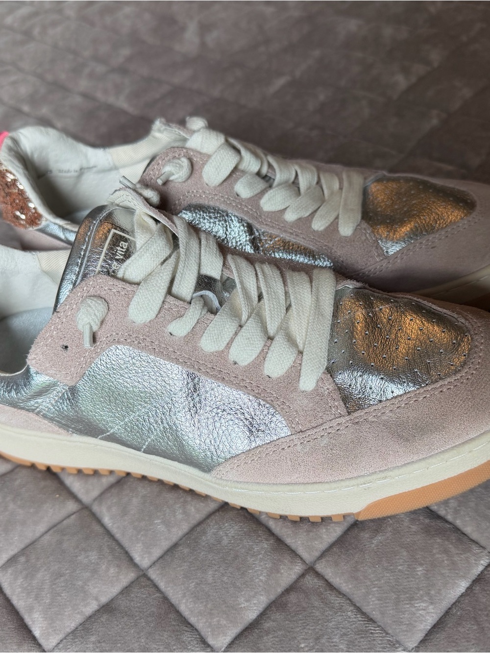 Dolce Vita Silver and Blush Low-Top Sneakers
